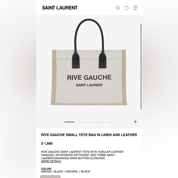 RIVE GAUCHE SMALL TOTE BAG IN LINEN AND LEATHER - Picture 8 of 8